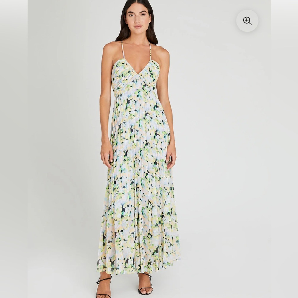 NWT Club Monaco Floral Pleated Tie Back Maxi Dress